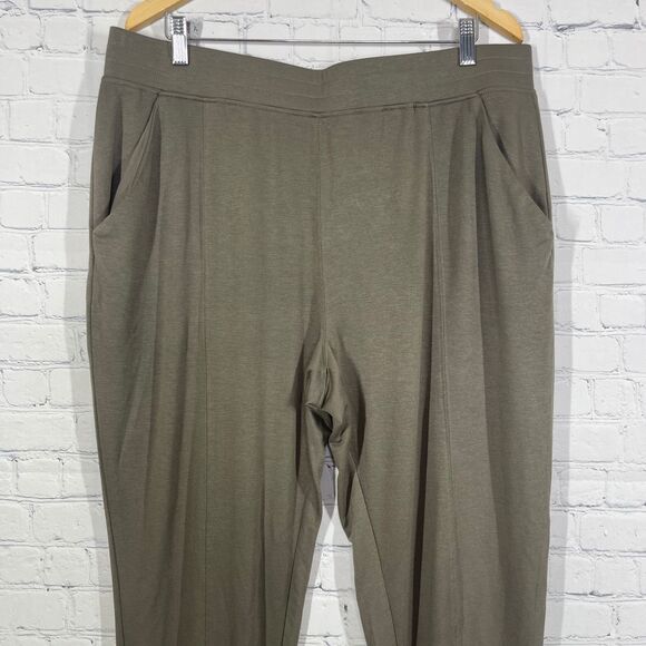 Cable & Gauge Womens Plus 1X Tapared Crop Pants Green Pull On Comfort Stretch - Picture 3 of 12